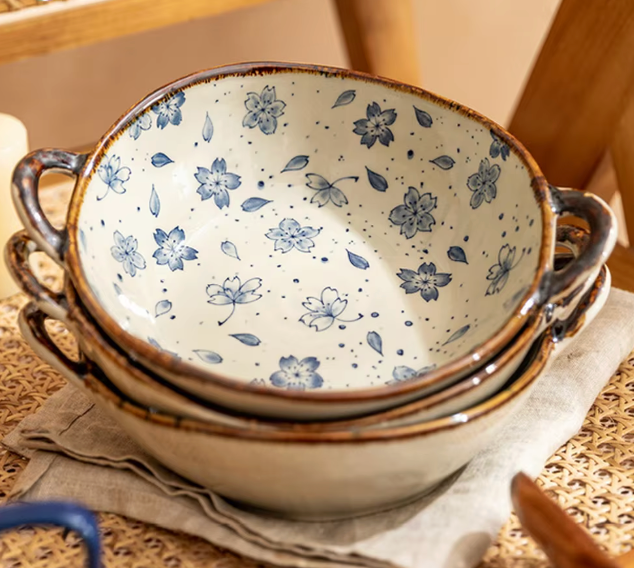 Assiette Blanche et Bleu